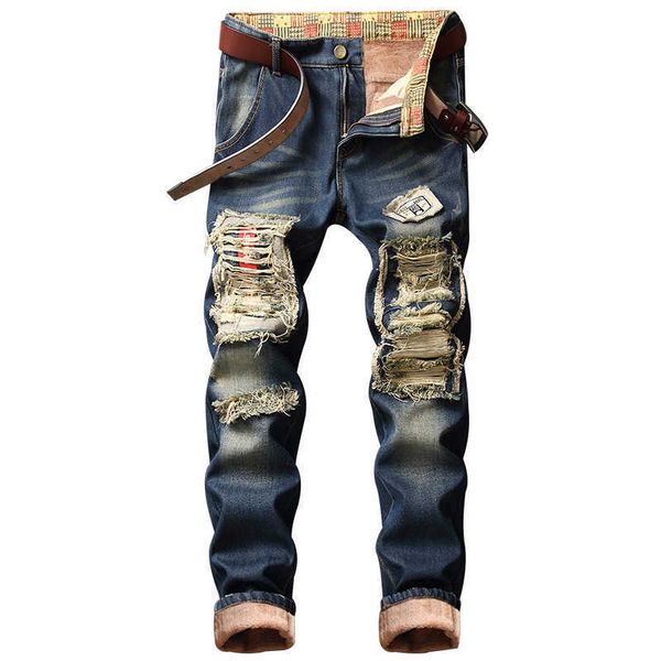 new men's jeans straight tube broken patch cloth plush thickened winter, Blue
new men's jeans straight tube broken patch cloth plush thickened winter, Blue