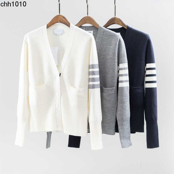 designer tb sweater with four stripes g quality wool long sleeved cardigan women keep warm in winter, White;black
designer tb sweater with four stripes g quality wool long sleeved cardigan women keep warm in winter, White;black