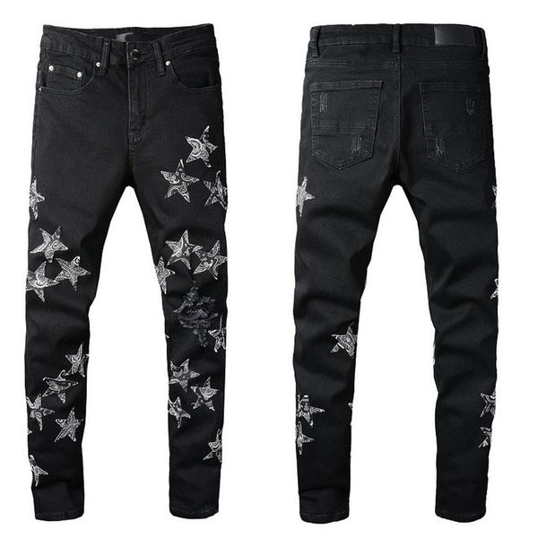 mens jeans fashion pentagram patch black jeans slim pants casual trousers big size 29-40332f, Blue
mens jeans fashion pentagram patch black jeans slim pants casual trousers big size 29-40332f, Blue