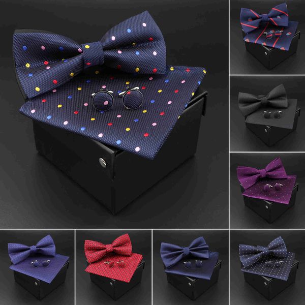 bow ties solid polyester dots bowtie handkerchief cufflinks set men fashion butterfly party wedding bowties without box novelty ties gift l2, Black;gray
bow ties solid polyester dots bowtie handkerchief cufflinks set men fashion butterfly party wedding bowties without box novelty ties gift l2, Black;gray