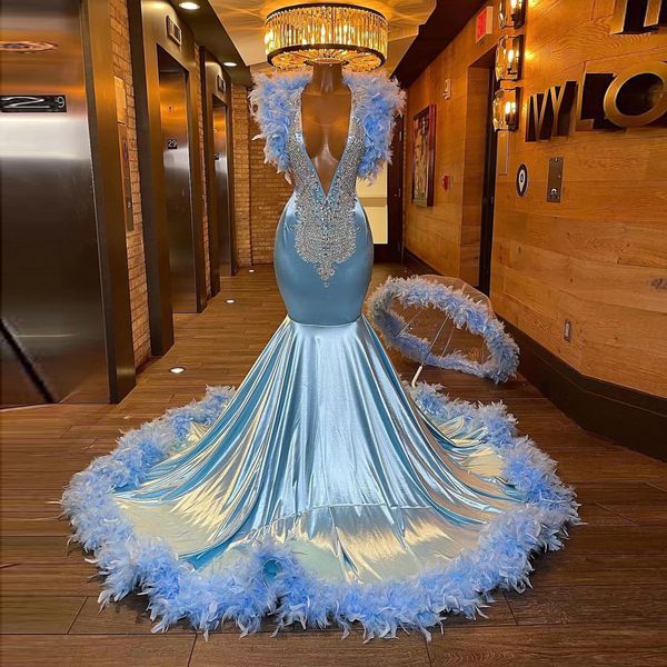 luxury blue mermaid prom dresses for african black girls crystal beads feathers v neck ruffles backless graduation evening dress vestidos de
luxury blue mermaid prom dresses for african black girls crystal beads feathers v neck ruffles backless graduation evening dress vestidos de