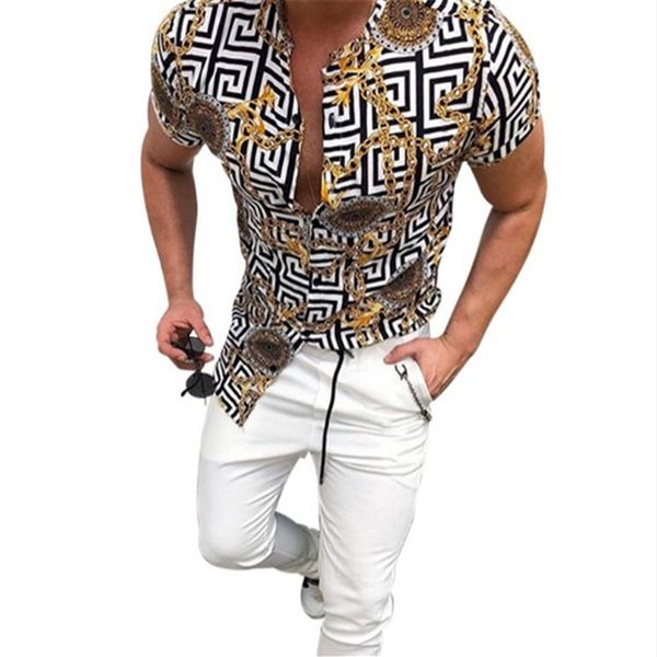 mens shirt fashion printed shirt cardigan gold chain pattern trend short sleeve button shirt slim fit shirts fashion casual c314h, White;black
mens shirt fashion printed shirt cardigan gold chain pattern trend short sleeve button shirt slim fit shirts fashion casual c314h, White;black