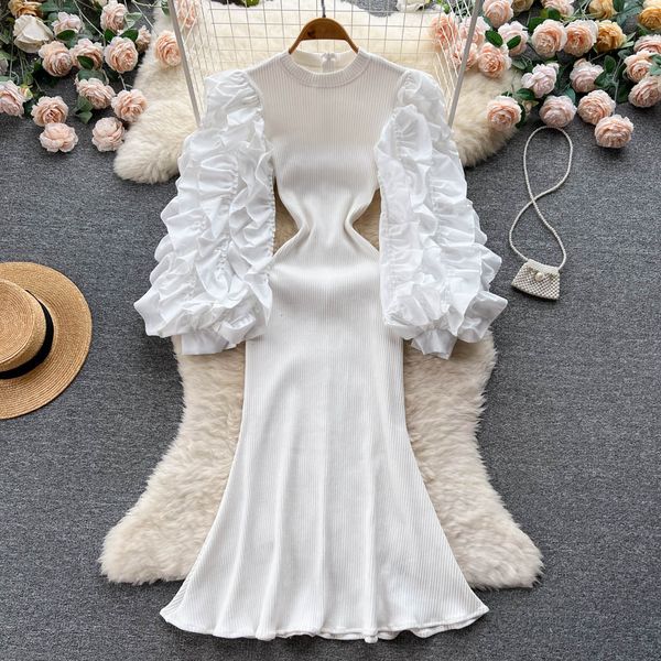 spring new fishtail dress temperament versatile design bubble sleeve panel round neck slim knitted dress, Black;gray
spring new fishtail dress temperament versatile design bubble sleeve panel round neck slim knitted dress, Black;gray