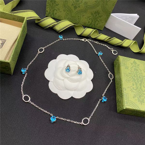 new interlocking letter necklaces blue diamond ear studs women chain pendants double letters designer earrings jewelry sets, Black
new interlocking letter necklaces blue diamond ear studs women chain pendants double letters designer earrings jewelry sets, Black