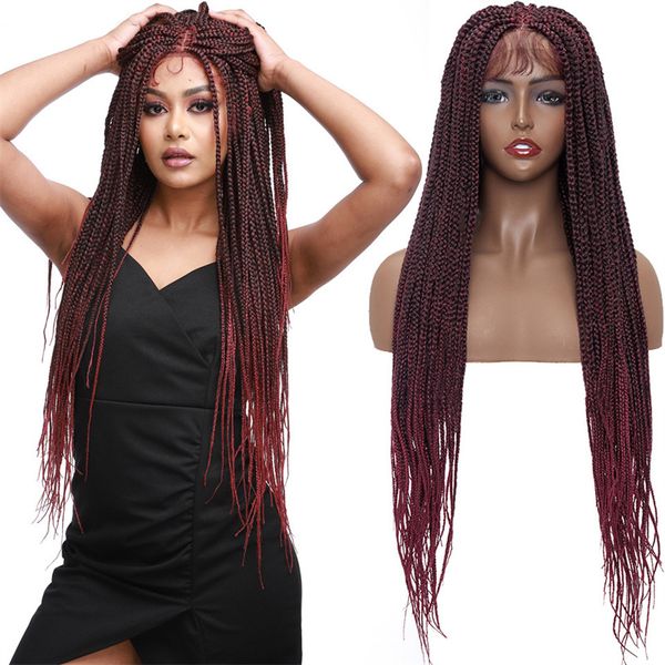 synthetic box braided lace front wig 32inch long wigs pelucas para mujer ombre color fy01, Black;brown
synthetic box braided lace front wig 32inch long wigs pelucas para mujer ombre color fy01, Black;brown