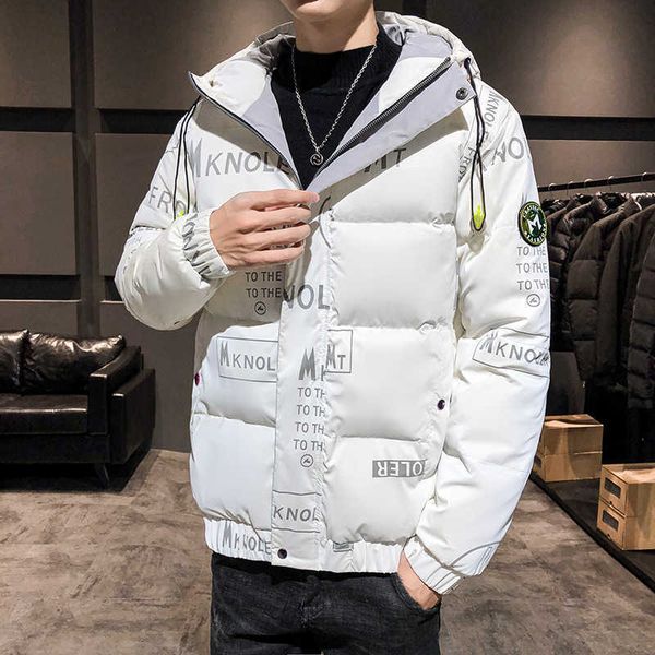 2022 new winter down jacket men's short hooded couple coat casual handsome warm, Black