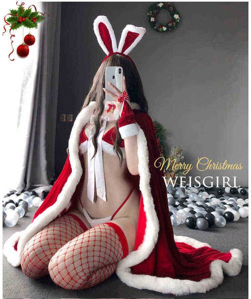 stage wear 2021 women santa claus cosplay come christmas bunny girl maid waitress servant uniform bra g-string lingerie bra sets t220901, Black;red 
stage wear 2021 women santa claus cosplay come christmas bunny girl maid waitress servant uniform bra g-string lingerie bra sets t220901, Black;red