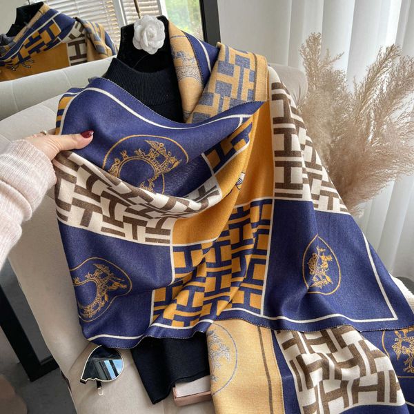 classic scarf the same h-letter printed cashmere scarf as the original one. women's winter carriage warm imitation shawl is popular, Blue;gray
classic scarf the same h-letter printed cashmere scarf as the original one. women's winter carriage warm imitation shawl is popular, Blue;gray