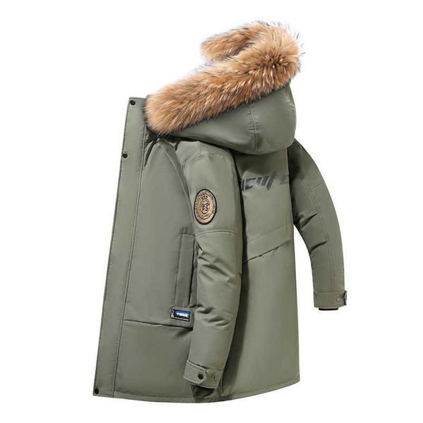 down jacket men's fashion winter cotton clothes wool collar medium and long work hooded white duck thickened warm, Black
down jacket men's fashion winter cotton clothes wool collar medium and long work hooded white duck thickened warm, Black