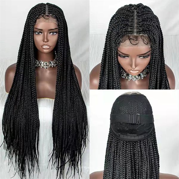 9x6 hd lace front box braided synthetic wigs 36inch long pelucas para mujer bz1, Black;brown 
9x6 hd lace front box braided synthetic wigs 36inch long pelucas para mujer bz1, Black;brown