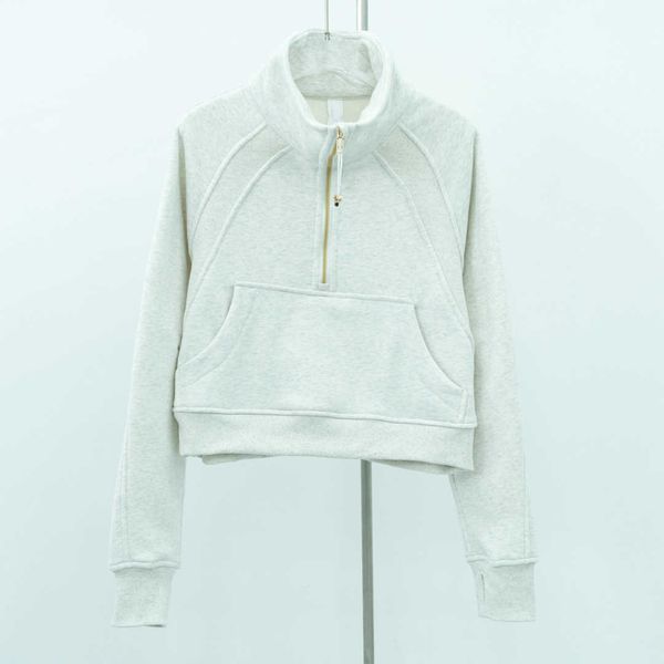 lu-022 scuba half zipper women's hoodies yoga outfits stand neck sweater pullover high neck plush coat loose jacket, White;red 
lu-022 scuba half zipper women's hoodies yoga outfits stand neck sweater pullover high neck plush coat loose jacket, White;red