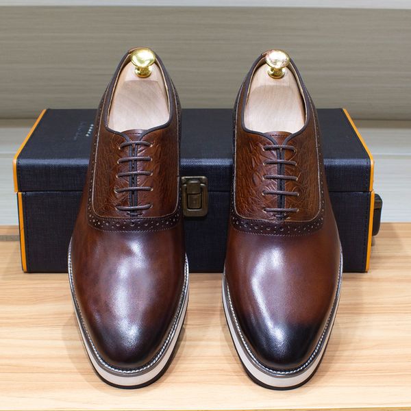 men's oxfords classic handmade lace-up casual business shoes genuine leather sneakers crocodile pattern plain toe flat footw, Black
men's oxfords classic handmade lace-up casual business shoes genuine leather sneakers crocodile pattern plain toe flat footw, Black