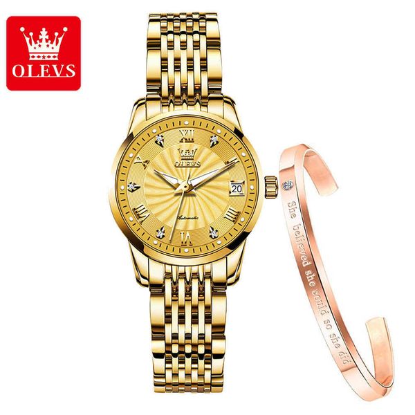 wristwatches olevs automatic mechanical for women luxury dial brand ladies waterproof luminous steel strap gold es 6630, Slivery;brown
wristwatches olevs automatic mechanical for women luxury dial brand ladies waterproof luminous steel strap gold es 6630, Slivery;brown