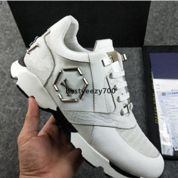 men leather sneakers punk style runner casual shoes decorated with iconic metal skull for time 38-45 km philipps pleins mpp, Black
men leather sneakers punk style runner casual shoes decorated with iconic metal skull for time 38-45 km philipps pleins mpp, Black