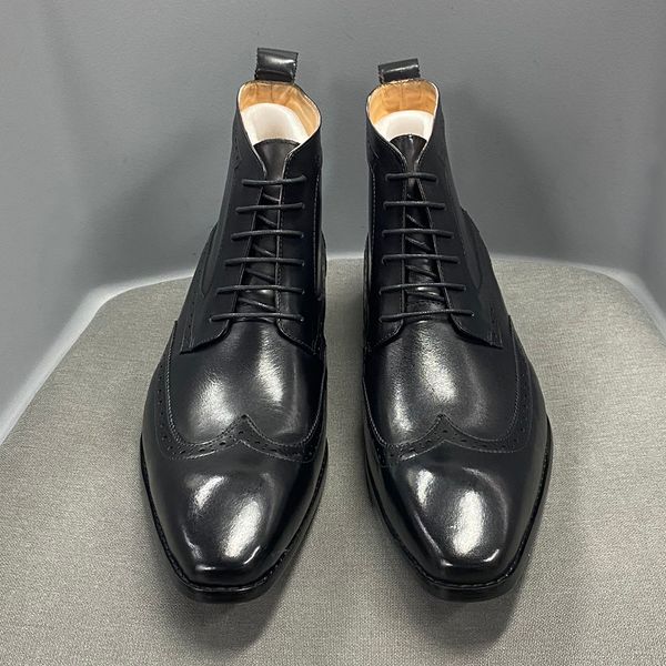 classic calfskin leather mens ankle boots wing tip toe lace up male dress formal shoes derby basic boots handmade comfortable, Black
classic calfskin leather mens ankle boots wing tip toe lace up male dress formal shoes derby basic boots handmade comfortable, Black