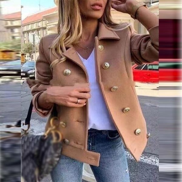 womens jackets fashion solid lapel doublebreasted short coat autumn casual long sleeve slim outerwear elegant winter wool 221021, Black;brown
womens jackets fashion solid lapel doublebreasted short coat autumn casual long sleeve slim outerwear elegant winter wool 221021, Black;brown