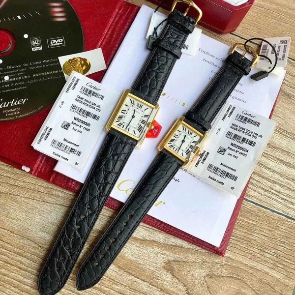 original order quality tank series wrist watch american crocodile leather 18k gold coated large size 33 27mm small 24 31mm, Slivery;brown
original order quality tank series wrist watch american crocodile leather 18k gold coated large size 33 27mm small 24 31mm, Slivery;brown