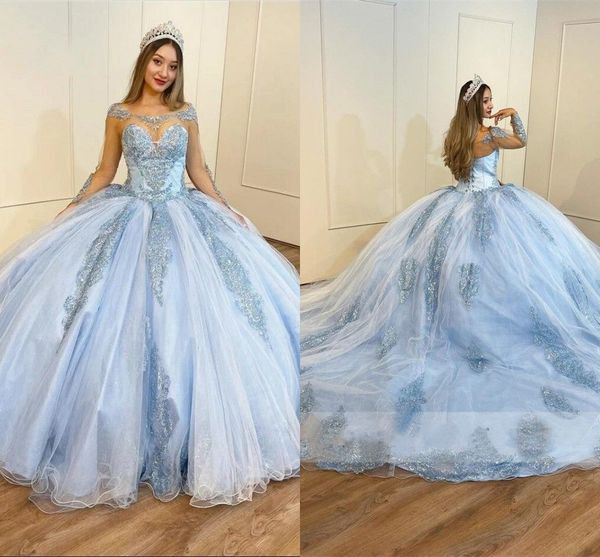 2023 light blue quinceanera dresses with long sleeves lace applique ball gown scoop neck sweet 16 birthday party prom formal evening wear ve, Blue;red
2023 light blue quinceanera dresses with long sleeves lace applique ball gown scoop neck sweet 16 birthday party prom formal evening wear ve, Blue;red