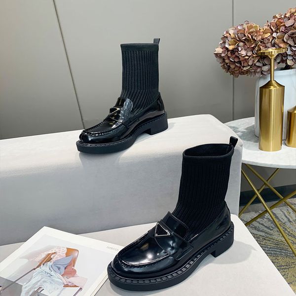 socks boots bright leather leather sheepskin pads triangular pendant 35-41, Black
socks boots bright leather leather sheepskin pads triangular pendant 35-41, Black