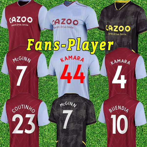 fans player version aston soccer jersey 2022 2023 villa grealish conor hourihane 22 23 el-ghazi luiz wesley martinez football shirt douglas, Black;yellow