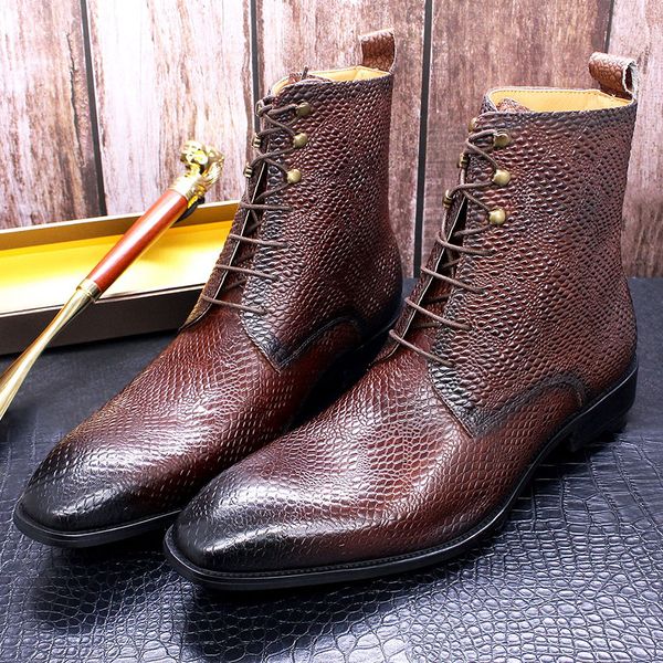 autumn men high boots genuine cow leather snake print punk rock style mens motorcycle boots lace-up casual street fashion, Black
autumn men high boots genuine cow leather snake print punk rock style mens motorcycle boots lace-up casual street fashion, Black