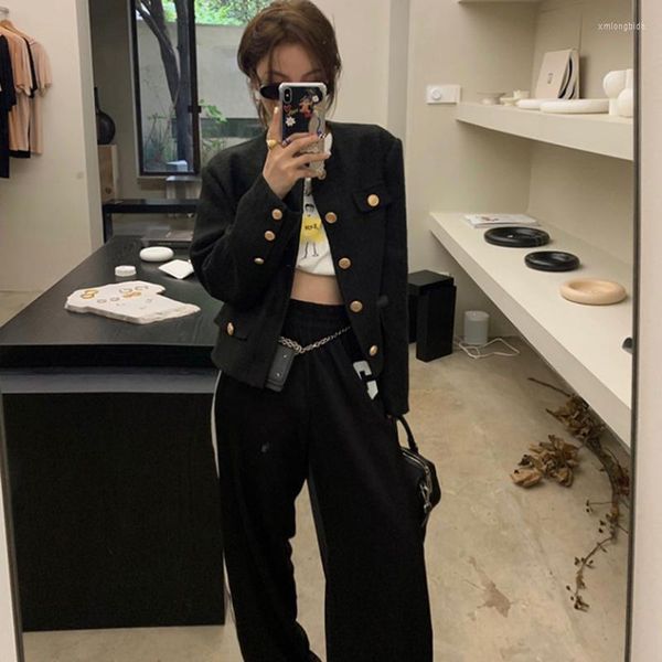 women's jackets fashion button single breasted short jacket coat women vintage elegant tweed black outerwear clothes, Black;brown
women's jackets fashion button single breasted short jacket coat women vintage elegant tweed black outerwear clothes, Black;brown