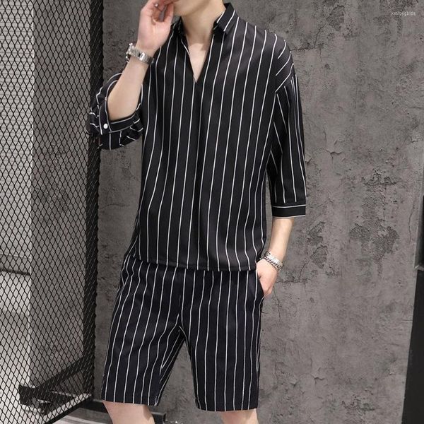 men's tracksuits 2 piece set men korean fashion vertical stripes pattern casual clothes summer mens shorts 2022 streetwear outfits styl, Gray
men's tracksuits 2 piece set men korean fashion vertical stripes pattern casual clothes summer mens shorts 2022 streetwear outfits styl, Gray