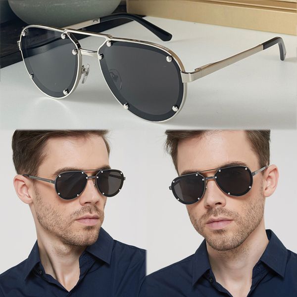 

Shiny rivet style Men Women sunglasses Metal Oval Frame Double Bridge Design Z9109 Glass Lens Oculos de sol Vintage disco Fashion Party shades with boxes Accessories