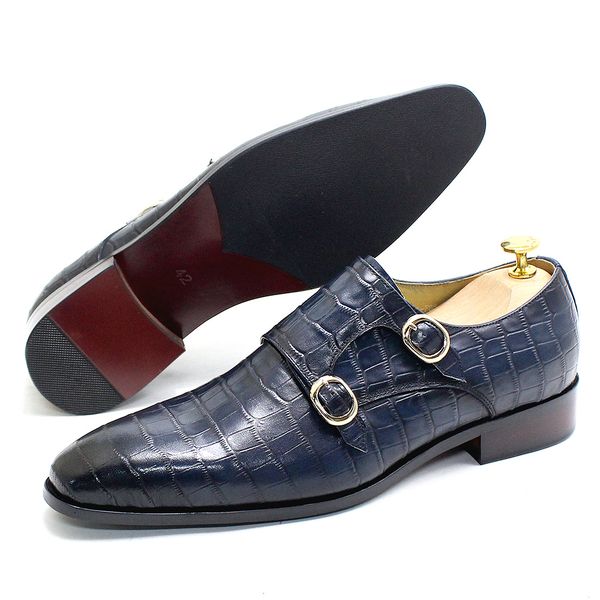 men's monk strap dress shoes genuine leather handmade fashion crocodile pattern double buckle business wedding formal shoes, Black
men's monk strap dress shoes genuine leather handmade fashion crocodile pattern double buckle business wedding formal shoes, Black