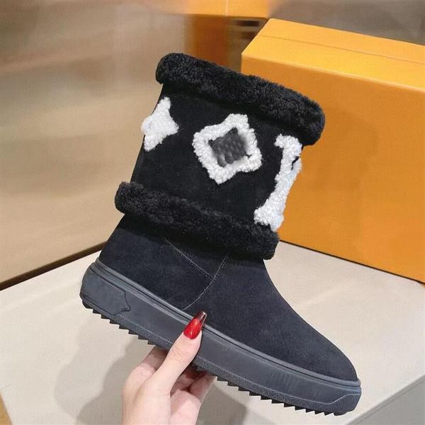 snowdrop flat ankle boot women designer luxury wool snow boots232g, Black