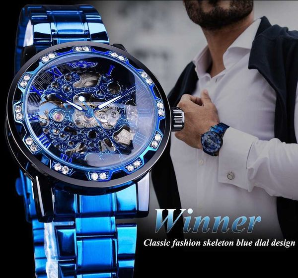 wristwatches clear diamond mechanical watch blue stainless steel skeleton motif mens watches brand luxury business fashion style, Slivery;brown
wristwatches clear diamond mechanical watch blue stainless steel skeleton motif mens watches brand luxury business fashion style, Slivery;brown