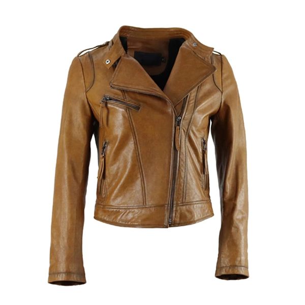 fashion street women real sheep skin leather jacket ginger color genuine leather short motorcycle jackets, Black
fashion street women real sheep skin leather jacket ginger color genuine leather short motorcycle jackets, Black