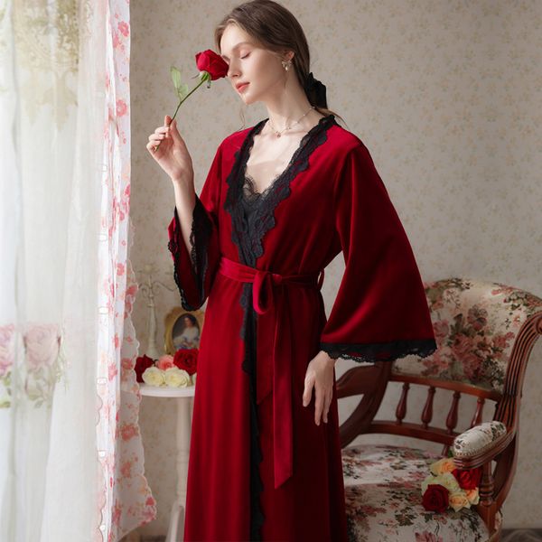 red dressing gown bride wedding gown sleepwear two pieces bridesmaid fall and winter velvet halter nightdress, Black;red
red dressing gown bride wedding gown sleepwear two pieces bridesmaid fall and winter velvet halter nightdress, Black;red