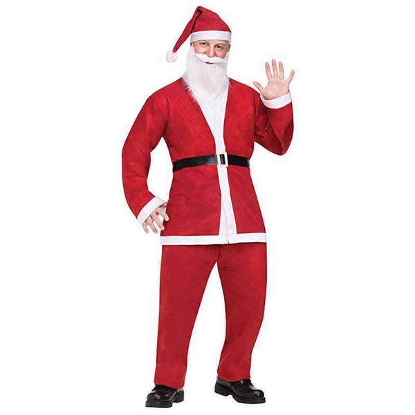 stage wear eraspooky full set santa claus come christmas cosplay for men coat pants beard belt hat set christmas set t220901, Black;red 
stage wear eraspooky full set santa claus come christmas cosplay for men coat pants beard belt hat set christmas set t220901, Black;red