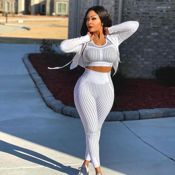 women's two piece pants two-piece sportswear women's striped temperament sports style women, White
women's two piece pants two-piece sportswear women's striped temperament sports style women, White