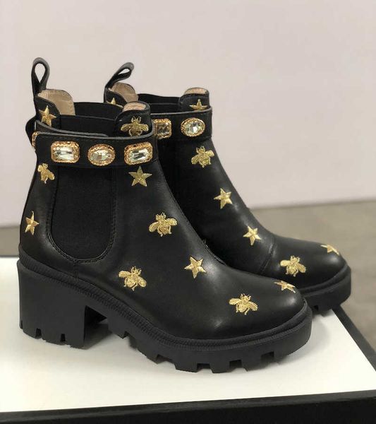 desert boot boots ankle boot winter boot women leather laureate platform white embroidered bee star trail heel height with belt no13, Black
desert boot boots ankle boot winter boot women leather laureate platform white embroidered bee star trail heel height with belt no13, Black