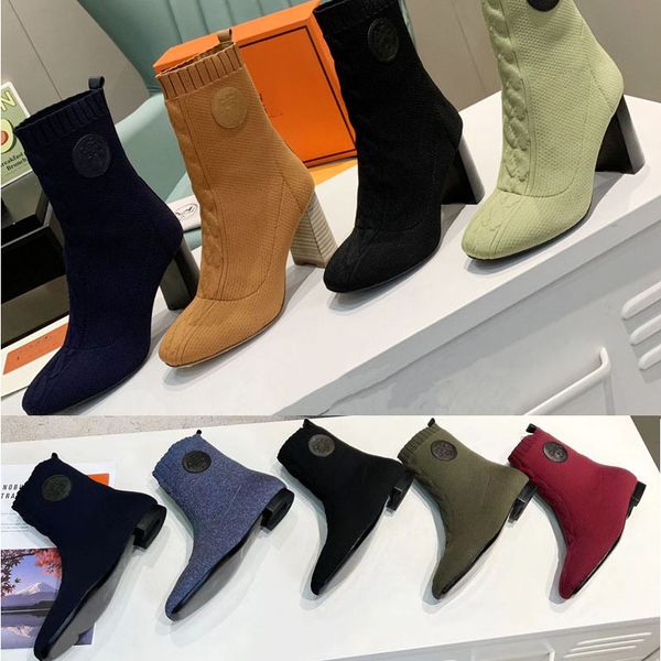 2022 designer women luxury stretch knitting socks boots fashion square head sheepskin versatile leisure sports short boots leather soles thi, Black
2022 designer women luxury stretch knitting socks boots fashion square head sheepskin versatile leisure sports short boots leather soles thi, Black