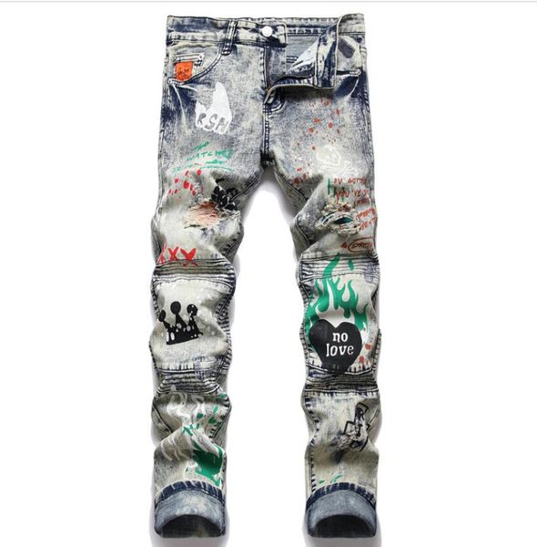 punk men's jeans fashion urban ripped print stitching midwaist pants trousers sz3bp3538jeans, Blue
punk men's jeans fashion urban ripped print stitching midwaist pants trousers sz3bp3538jeans, Blue
