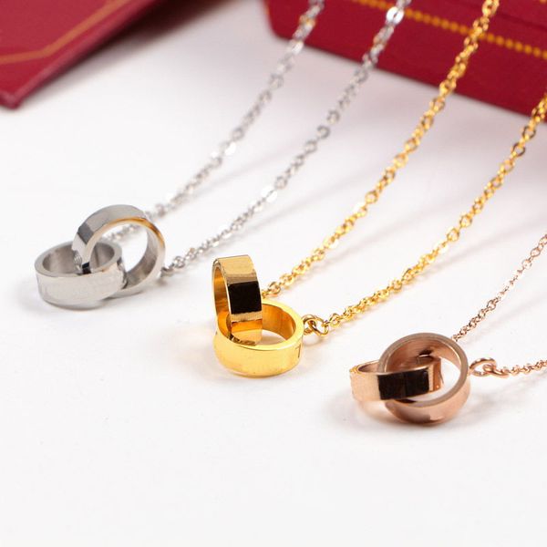 high edition classic design pendant love necklace for women girls double loop charms 316l titanium steel wedding jewelry collares collier, Silver
high edition classic design pendant love necklace for women girls double loop charms 316l titanium steel wedding jewelry collares collier, Silver