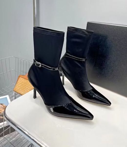 women's designer short boots fashion pointy leather elastic boots roman martin knee high heels 10 8cm size 35-41, Black
women's designer short boots fashion pointy leather elastic boots roman martin knee high heels 10 8cm size 35-41, Black