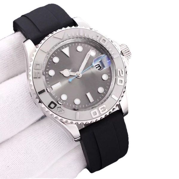 

men watch diver automatic mechanical 904l stainless steel folded buckle strap sapphire glass ceramic bezel calendar wristwatches montre de l, Slivery;brown