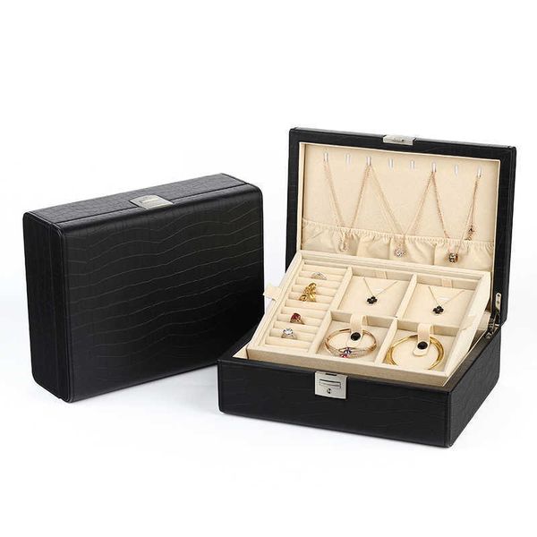 jewelry boxes high grade leather multifunctional lockable portable double-layer box ring necklace storage large capacity l221021, Black;white
jewelry boxes high grade leather multifunctional lockable portable double-layer box ring necklace storage large capacity l221021, Black;white