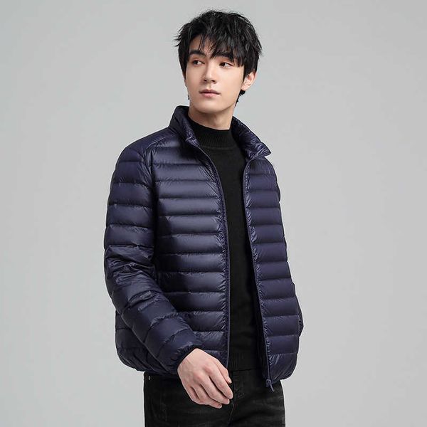 high end men's short lightweight down jacket autumn and winter stand collar ultrathin casual coat trend, Black
high end men's short lightweight down jacket autumn and winter stand collar ultrathin casual coat trend, Black