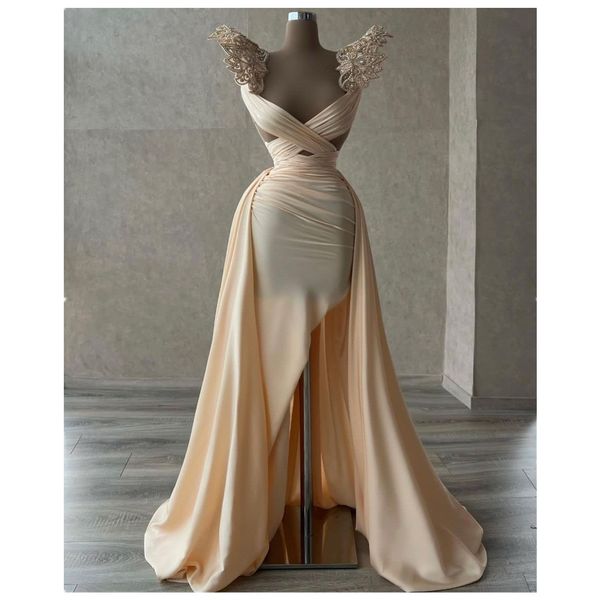 champagne prom dresses sleeveless v neck lace appliques shiny sequins evening dresses beaded train side slit floor length evening dress plus, Black
champagne prom dresses sleeveless v neck lace appliques shiny sequins evening dresses beaded train side slit floor length evening dress plus, Black