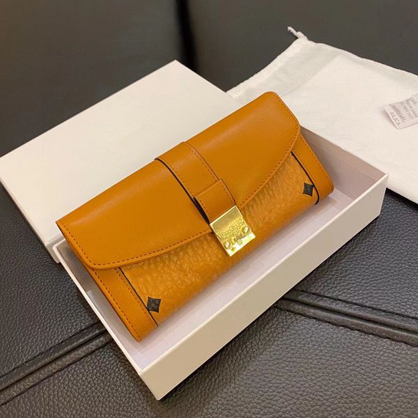 

Brand purse Women's designer clutch leather letter change Men's card holder mobile phone long style handbag, Yellow