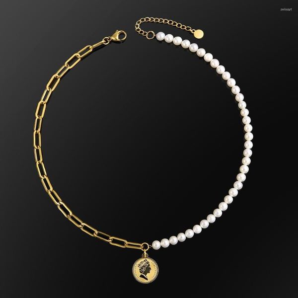 jewelrychoker krkc custom 6mm dainty pearl gold plated stainless steel paper clip chain queen pendant necklace with charm, Golden;silver
jewelrychoker krkc custom 6mm dainty pearl gold plated stainless steel paper clip chain queen pendant necklace with charm, Golden;silver