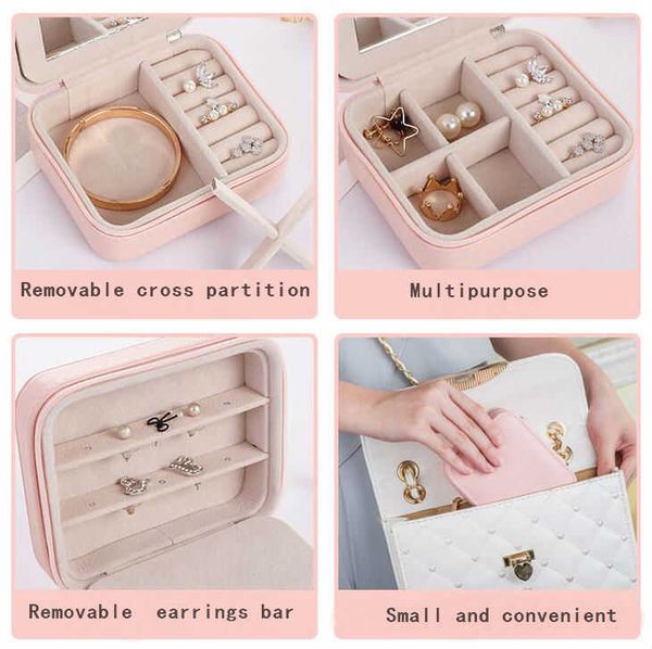 jewelry boxes selling leather travel portable mini d earrings ring case with mirror display makeup organizer l221021, Black;white
jewelry boxes selling leather travel portable mini d earrings ring case with mirror display makeup organizer l221021, Black;white