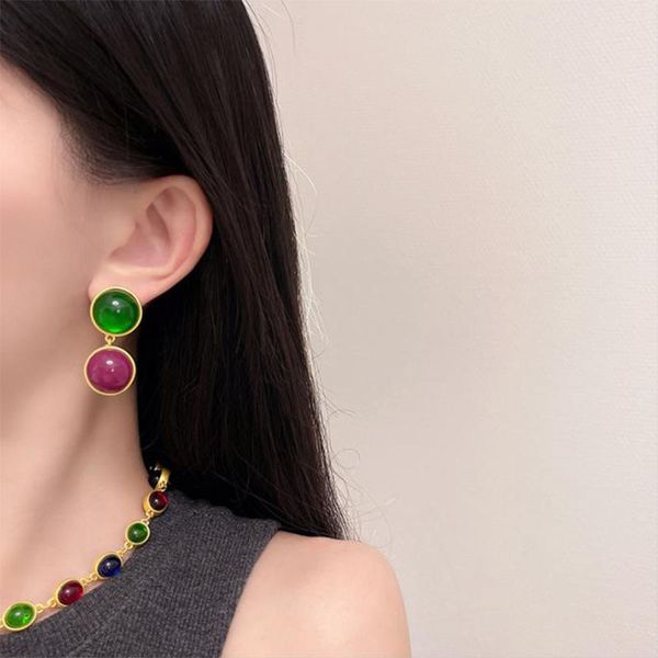 2022 new beaded necklaces retro european and n round colored colored glazed heavy industry necklace short chain earrings of the same style, Silver
2022 new beaded necklaces retro european and n round colored colored glazed heavy industry necklace short chain earrings of the same style, Silver