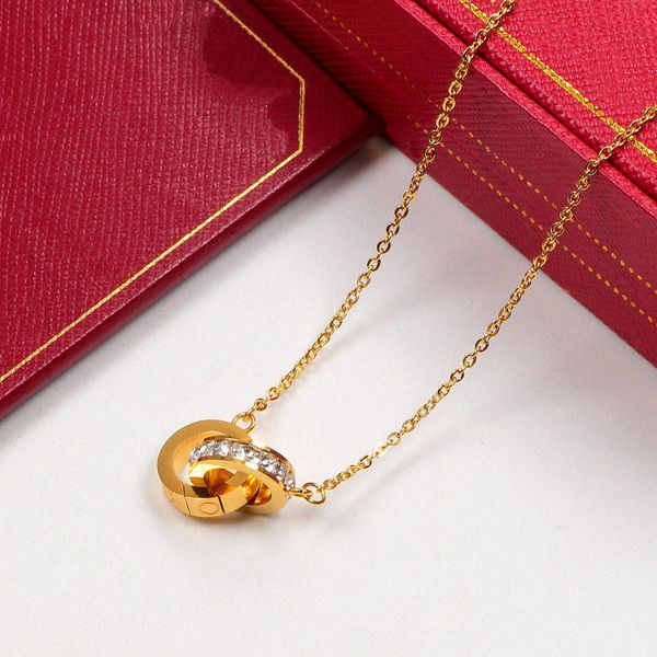 luxury fashion necklace designer jewelry party titanium steel double rings diamond pendant rose gold necklaces for women long chain stainles, Silver
luxury fashion necklace designer jewelry party titanium steel double rings diamond pendant rose gold necklaces for women long chain stainles, Silver