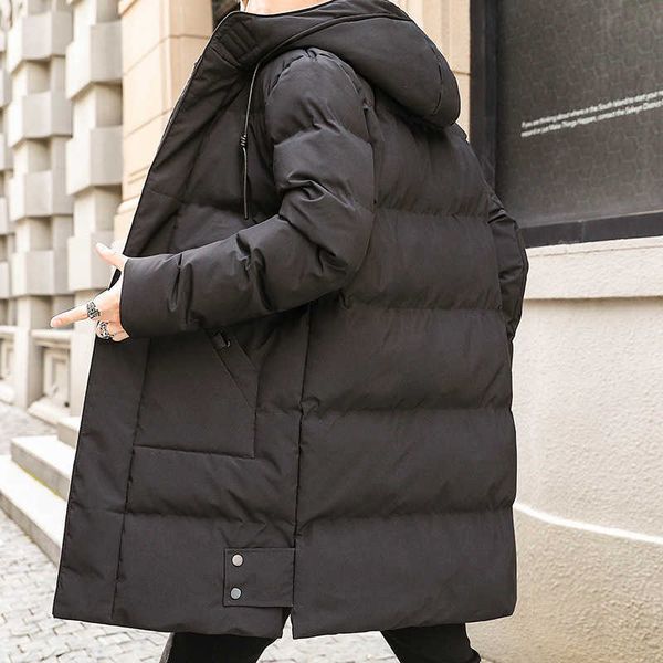 large cotton coat long down men's jacket winter thickened new clothes, Black